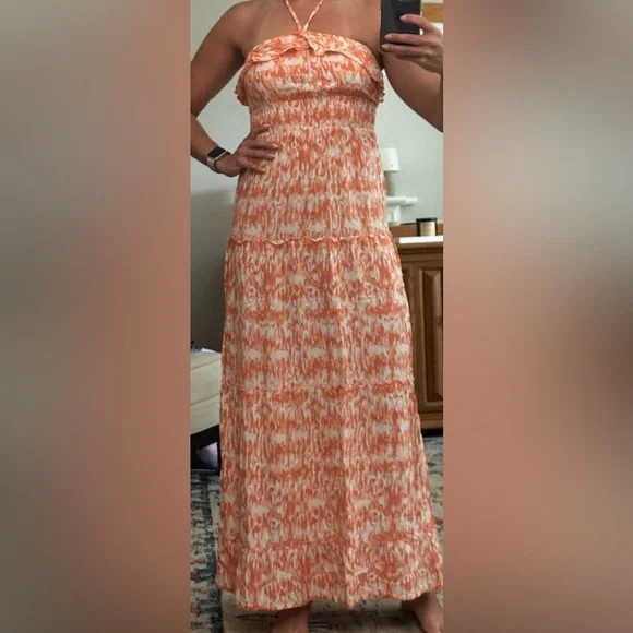 Mudd Dresses | Mudd Orange and White Strapless Maxi Dress | Color: Orange/White | Size: M | Gisellefusa's Closet
